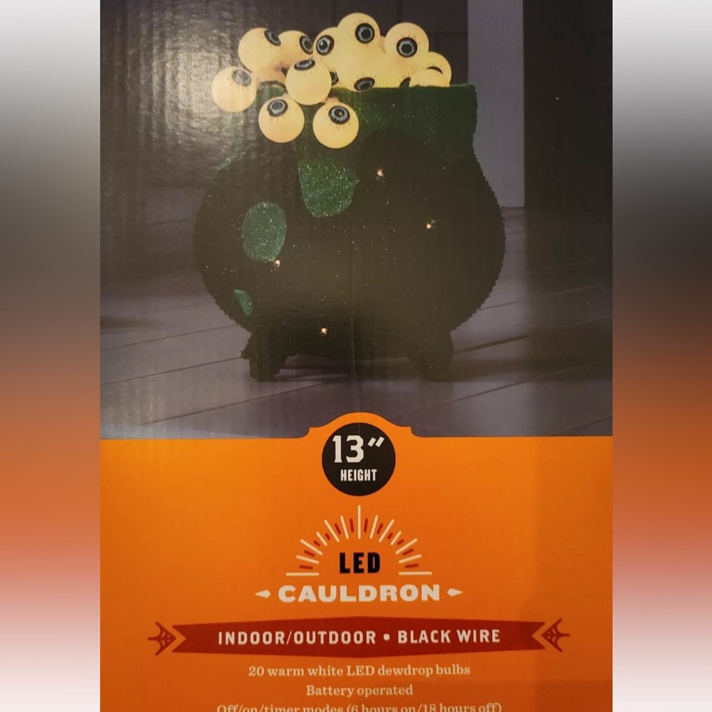 Hyde & Eek Cauldron Halloween Eyeballs LED  Decor Light Up 13" Battery Powered